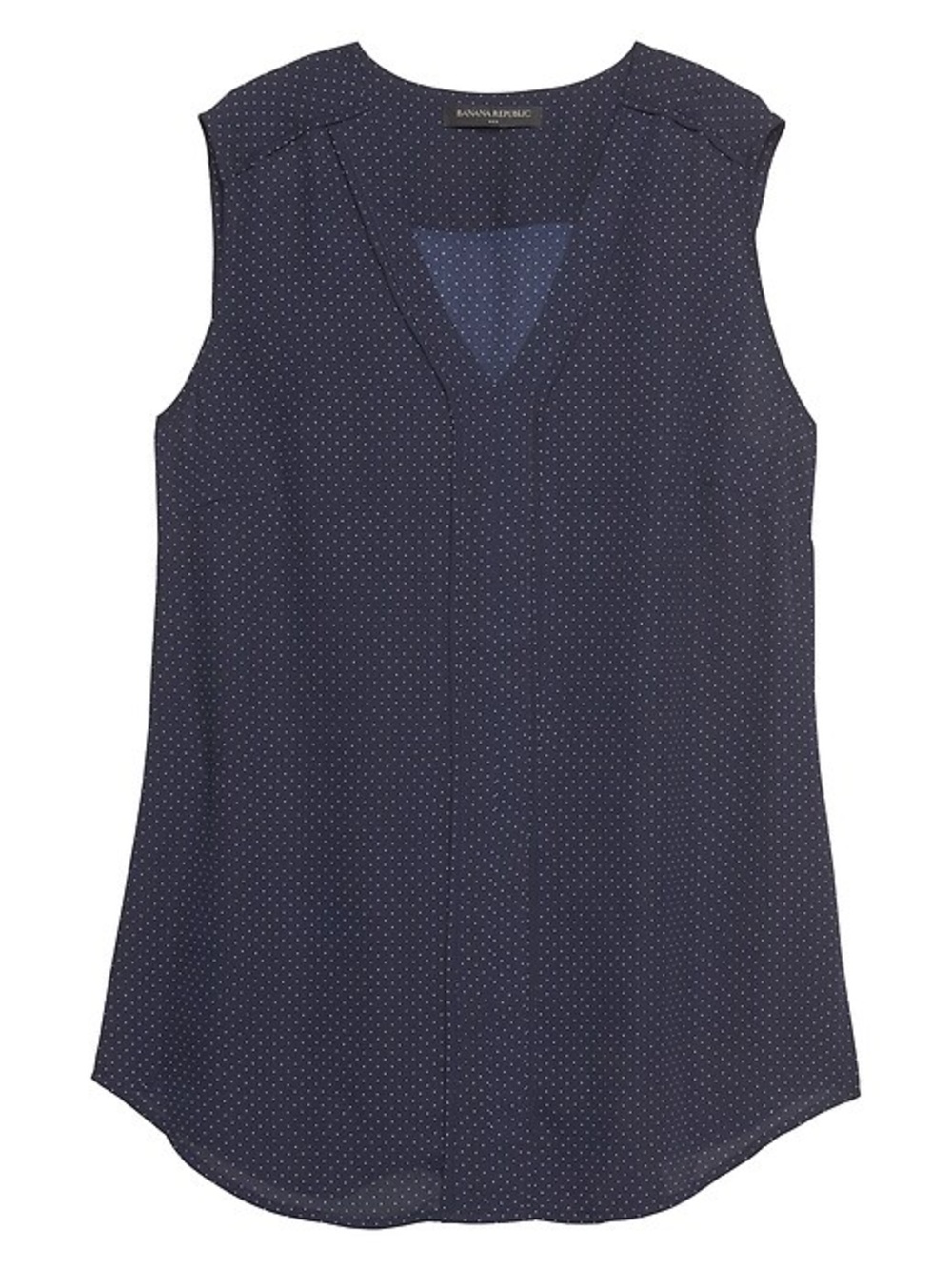 Banana Republic Sleeveless Navy Polka Dot V-Neck Top - Picture 3 of 8